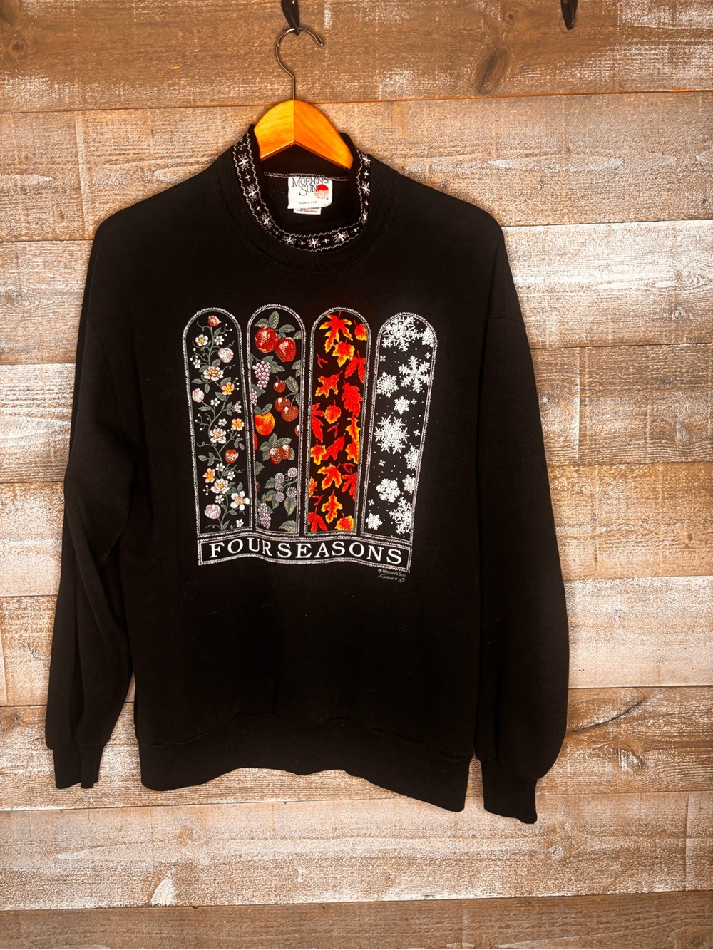 Morning Sun vintage 90s four seasons Graphic Crewneck Sweatshirt fall autumn